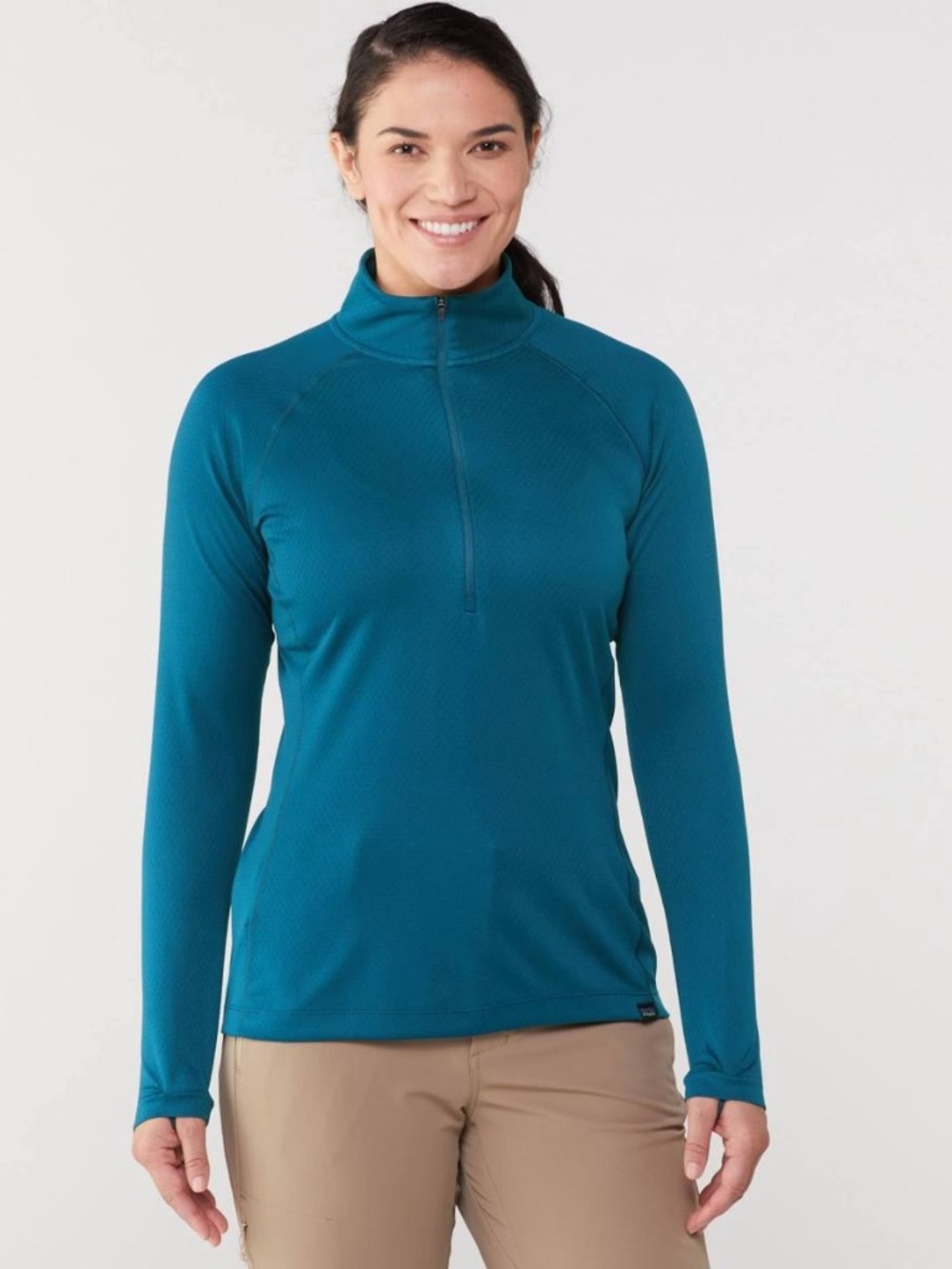 Patagonia Capilene Midweight Zip-Neck Baselayer Long Sleeve Teal Blue Sz Medium